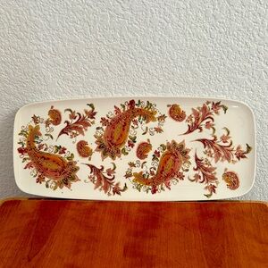 Lennox Burnished Amber 16” Rectangular Tray Platter Paisley Design